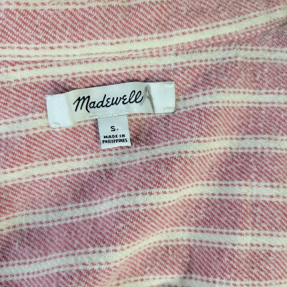 Womans Madewell Flannel 100% Cotton Button Front LS Shirt Size Small Stripe - Picture 9 of 11